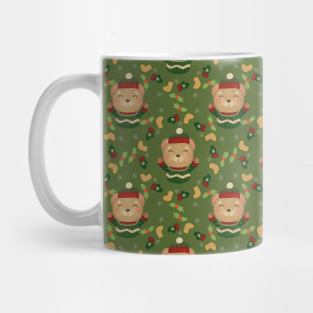 Teddy Bear Wreath Christmas Pattern Mug